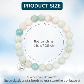 Lechisenop Anxiety Bracelet, Green Elastic Beads Gemstone Zebra Bracelet Natural Stone Healing Bracelets for Women Good Luck Bead Bracelets for Womens Teenage Girls Christmas Birthday Gifts