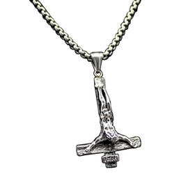 vogueteen INVERTED JESUS CROSS PENDANT NECKLACE CHAIN GOTHIC 316L STAINLESS STEEL JEWELRY Pn298