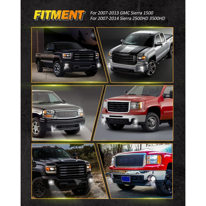 Auxbeam LED Fog Lights Replacement for GMC Sierra 1500 2007-2013,