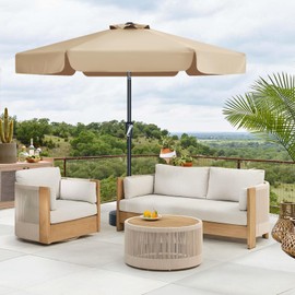 MASTERCANOPY Valance Patio Umbrella for Outdoor Table Market,7.5ft, Tan