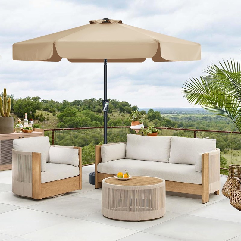 MASTERCANOPY Valance Patio Umbrella for Outdoor Table Market,7.5ft, Tan