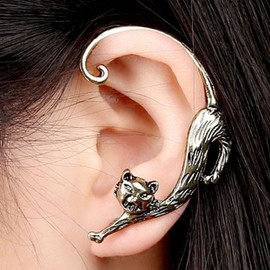 Aneneiceera Punk Kitten Cuff Earrings Gold Cat Ear Climber Earrings Cartilage Ear Crawler Gothic Cat Clip On Wrap Earrings Ear Accessories Vintage Earrings Wedding Jewellery For Women And, Alloy Steel