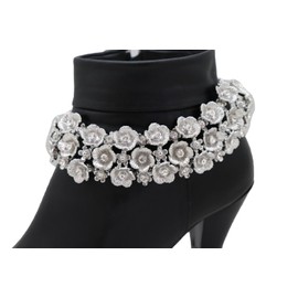 Unbranded Women Silver Metal Chain Boot Bracelet Anklet Shoe Flowers Charm Bridal Jewelry