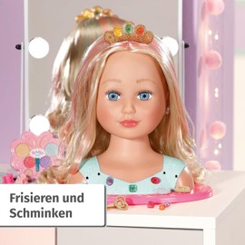 BABY Born BABY Born Stylingkopf Prinzessin, Puppenschminkkopf für Kinder mit Langen blonden Haaren inkl. Schminkpalette, Bürste und Stylingaccessoires, Schminke für Puppe und Kinderhaut, 835432 Zapf Creation