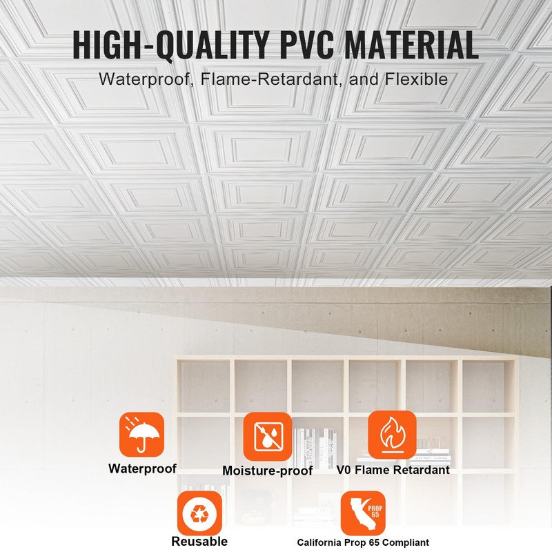 VEVOR 12-Pack 24 x 24 in Drop Ceiling Tiles -