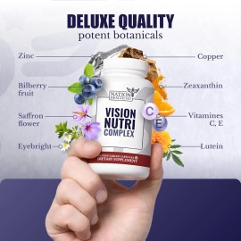 Nation health md Vision Nutri Complex,Eye Vitamins with Lutein, Bilberry - Eye and Vision Health