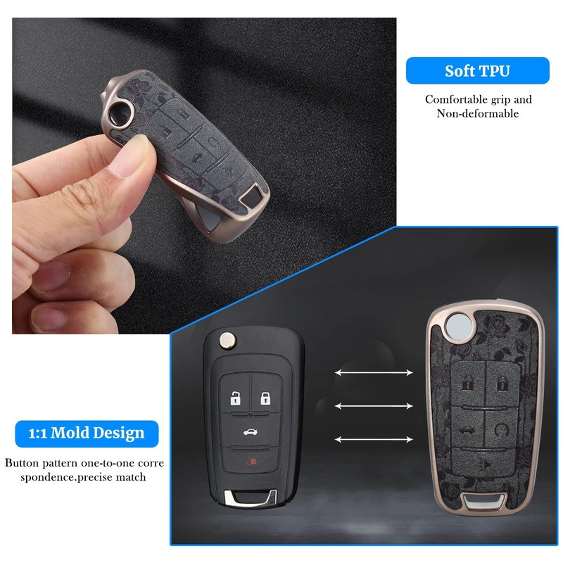 EnerCharge Key Fob Cover with Keychain,Soft TPU and Leather Full