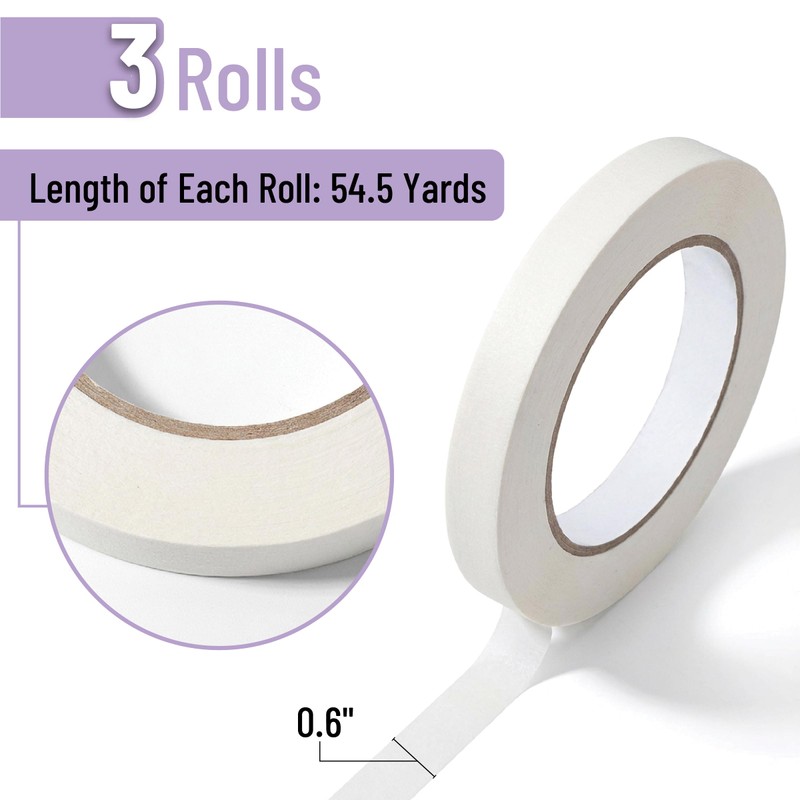 Mr. Pen- Masking Tape, 0.6 inch, 3 Pack, Beige, Painter's