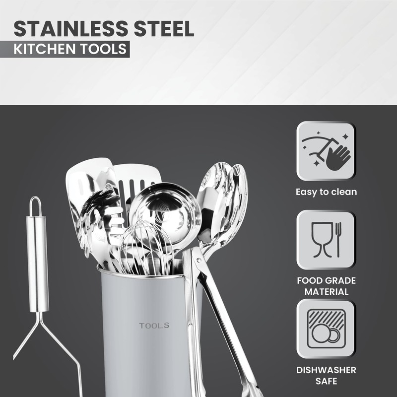Avador® Premium Set of 10 Stainless Steel (GREY HOLDER) Kitchen