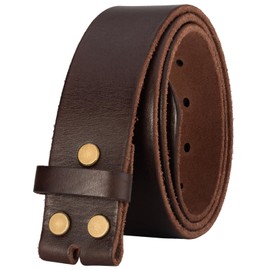 TYWestyles No Buckle Full Grain Leather Belt Men Women Fits With 1.5 Inch Buckle (Dark Brown, S（Fit Waist 28-30)