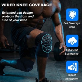 Wrestling Knee Pads for Sports, Football Kneepad for Dance Women, Elastic & Non-Slip Knee Pad for Gardening Climbing Men, Breathable Sleeve with Soft Cushion & Support for Running Flooring, Black L