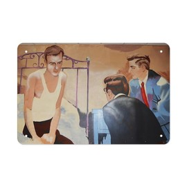 Alcoholics Anonymous Man on Bed Vintage Metal Sign Poster, For Home Dining Living Room Bar Cafe Wall Decor 8 X 12 Inch