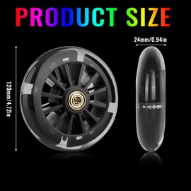 Luminous Scooter Wheels, Pack of 2 120 mm Stunt Scooter Tyres with LED Light Wheels, Mute Replacement Wheels for Scooter Wheels with ABEC-7 Bearings, for Stunt Scooter and Kick Scooter (Black)