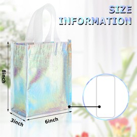 Jutom 20 Pieces Gift Bags Set Reusable Party Favor Bags with Glossy Finish Birthday Gift Bags with Handles Iridescent Tote Bag for Christmas Party Wedding (Blue, 6 x 3 x 8 Inch)