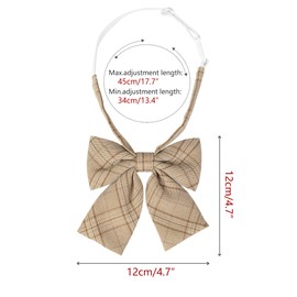 Elerevyo Women's Pre-tied Bowties Adjustable Colorful Plaid Tartan Checked Bow Ties for Costume One Size Tan