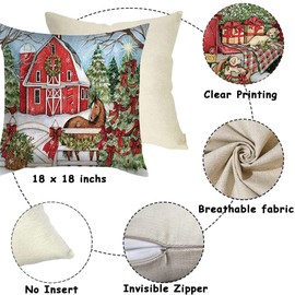 Irayin Christmas Pillow Covers 18x18 Inch Set of 4 Snowman Santa Claus Throw Pillow Covers Christmas Decorations Winter Holiday Decor Linen Pillowcase Cushion Case for Sofa Couch Home Decor