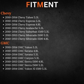 AUTO OCCASION Fuel Injectors Set of 8 4 Holes Compatible with Chevy Tahoe Express Suburban Silverado GMC Yukon Sierra 1500 Replace 12613411