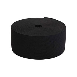 Trimming Shop 50mm (2 Inch) Wide Flat Elastic Band, Stretchable Waistband Tape Elastic Cord for Sewing Clothing, Garments, Dressmaking, DIY Craft Projects, Black, 25 Metres