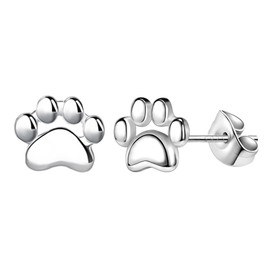KASFREE 925 Sterling Silver Cat Earrings for Women Paw Print Earrings Cat Stud Earrings Cute Stud Earrings for Women Hypoallergenic (Style 3)