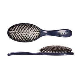 Haarbürste für Haarverlängerungen mit Naturborsten und ovaler Basis, Blau SHE