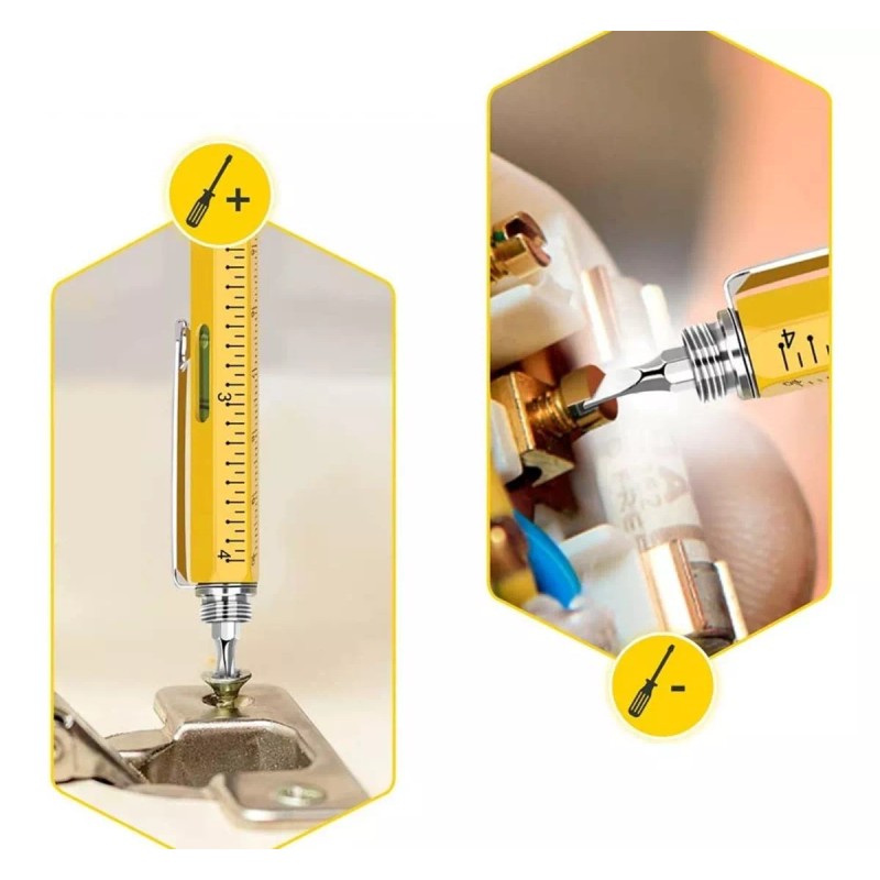 Veraly Pluma 6 En 1 Multifuncional Desarmador Regla Nivel 1pz