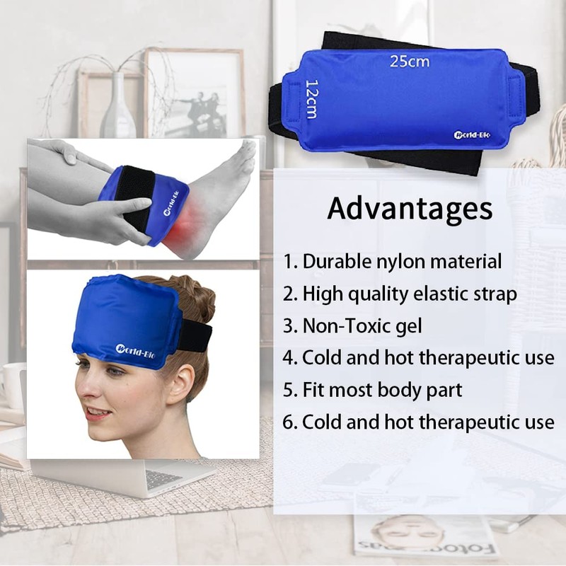 Ice Pack Wrap for Injuries, 2 Reusable Hot Cold Packs