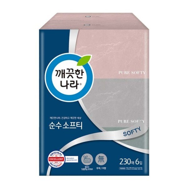 Pure Softy 230 sheets, 6 packs / 순수소프티 230매 6입