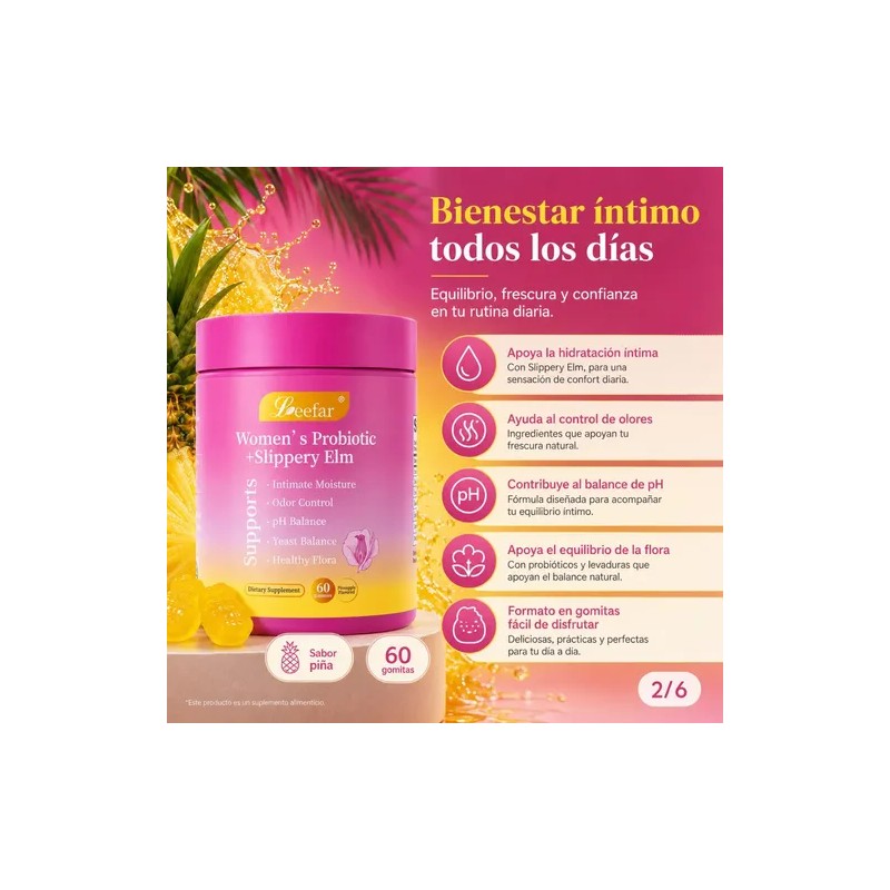 Probióticos Mujer Para Balance De Ph Sabor Piña 60 Piezas