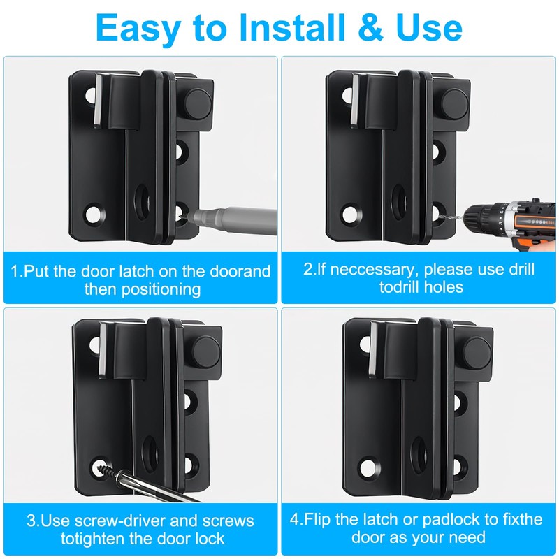 ZMDMAH Door Bolt Lockable Stainless Steel Latch Small Deadbolt Lock
