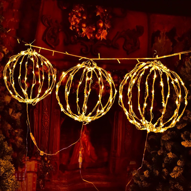 aonear Set of 3 Christmas LED Light Balls, Hanging Tree