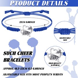 Irenare 4 Pcs Cheerleader Gifts Set 12 oz Cheer Tumbler Makeup Bag Cheerleading Bracelet Cheer Keychain for Cheer Accessories (Blue)