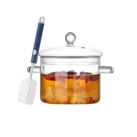 1.5L Glass Saucepan, Clear Heat Resistant Glass Cooking Pot, The Best Handmade Glass Cookware Set Cooktop Safe for Pasta Noodle, Soup, Milk