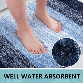 Arotive Microfiber Bathroom Rugs, Shaggy Soft and Absorbent Bath Rug, Non-Slip, Thick Plush Bathroom Mat, Machine Washable Dry Bath Mats for Bathroom, Tub and Shower, 54" x 24", Blue