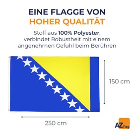 AZ FLAG BOSNIA AND HERZEGOVINA FLAG 5' x 8' - BOSNIAN HERZEGOVINIAN BIG FLAGS 150 x 250 cm - BANNER 5x8 ft