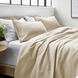 Bare Home Duvet Cover Set Single Size - Premium 1800 Ultra-Soft Duvet Cover Set - Lightweight - Cooling Duvet Cover - Bed Duvet Cover with 1 Pillowcase (Single, Sand)