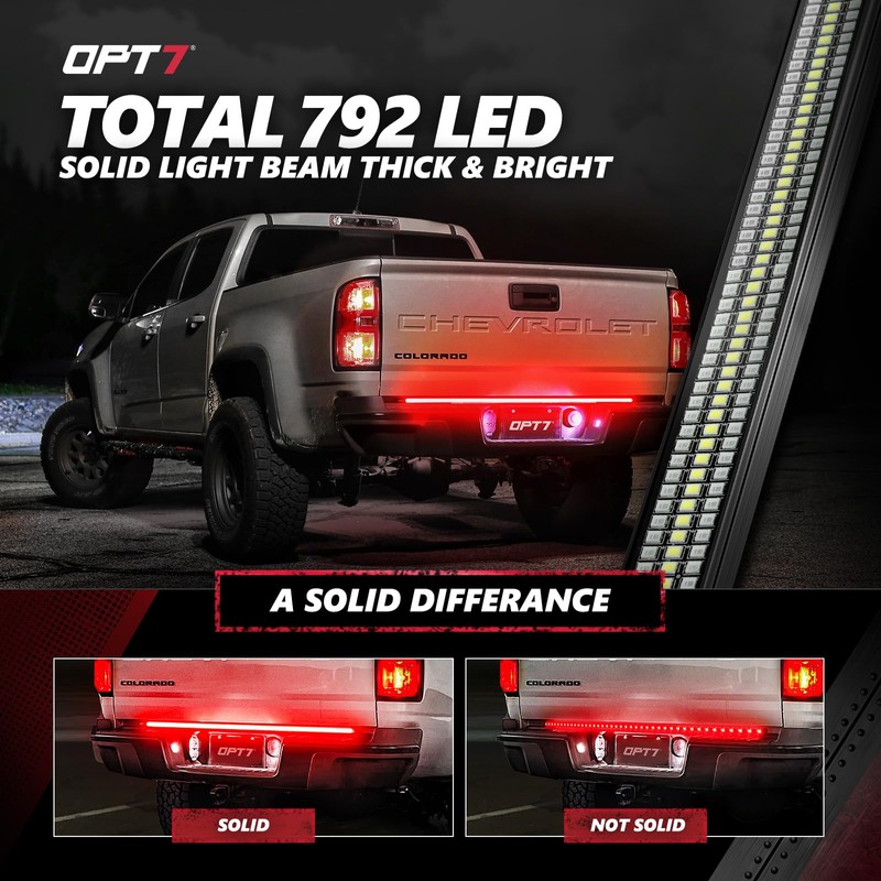 OPT7 Redline 48" Aluminum Truck Tailgate Light Bar w/Sequential Red