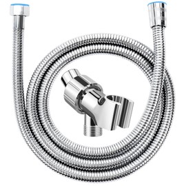 MAYYAYA Adjustable Handheld Shower Head Holder and Hose- Premium ABS Bracket- 360 Degree Rotatable Brass Ball：Arm Mount and Hose Connector- Easy Install and Replacement Parts(Silver)