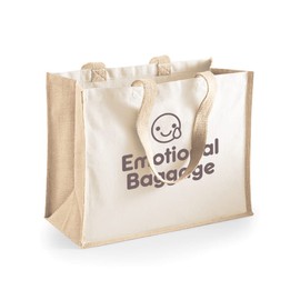 D Design Invent Print! Canvas Tote Gift Shopping Bag Funny Reusable Travel Shoulder Bag for Ladies Women Grocery Bag for Life 42cm x 33cm x 19cm (Natural - Emotional Baggage)