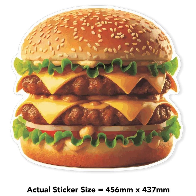 Extra Large 460mm 'Double Cheeseburger' Permanent Sticker Decal for Cars/Windows/Bins/Walls