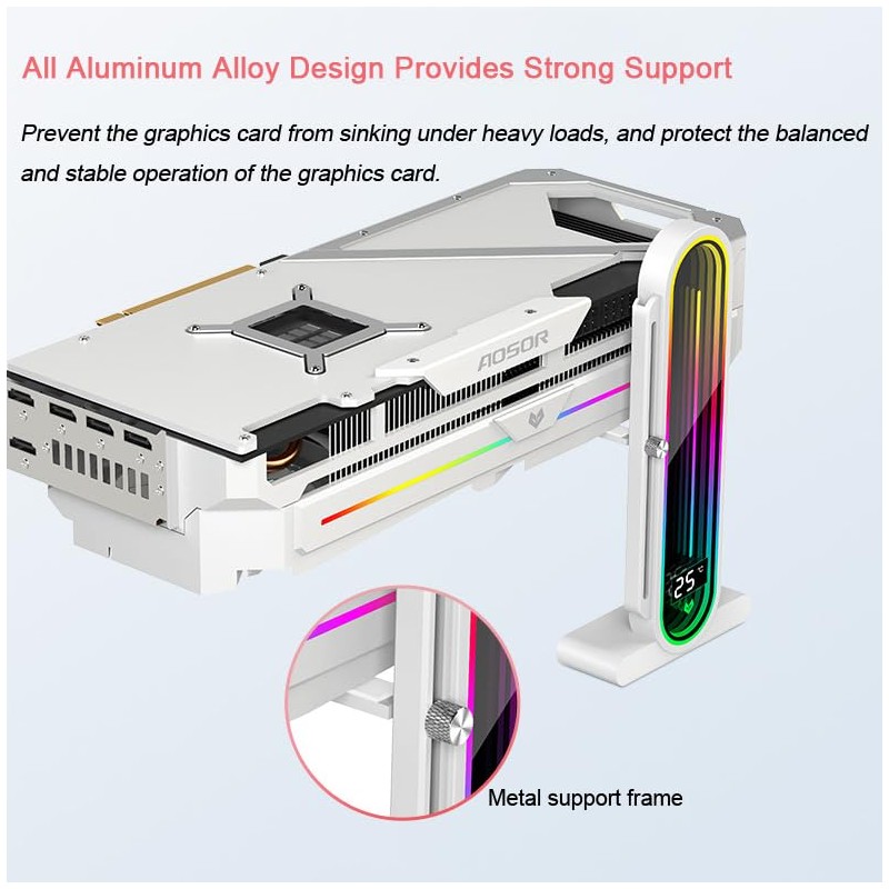 Temperature Displaying GPU Stand ARGB Infinity Graphics Card Support Adjustable