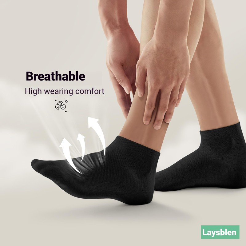 Laysblen 10 Pairs Ankle Socks for Men Women Cotton Breathable
