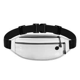 Money Belt, Fanny Pack Women, Fanny Pack Men, Waterproof Fanny Pack with Headphone Hole for Biking Traveling Hiking Fitness Outdoor Sports(White)