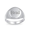 Basic Simple Monogram Engravable 925 Sterling Silver Oval Signet Ring