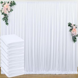 60x10FT White Backdrop Curtains Polyester Photo Backdrop Drapes Curtains 12 Panels-5ftx10ft with Rod Pockets for Party Birthday Wedding Photography Home Decoration - Color: White, Size: 12 Panels-5ft x 10ft