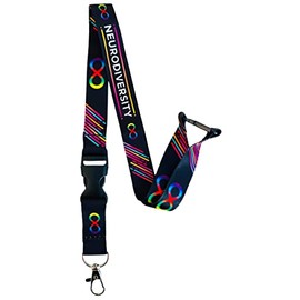 PAC Supplies Global Child/Youth Size Neurodiversity Awareness Lanyard With Detachable Clip & Safety Breakaway (Black)
