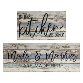 Kitchen Rug Sets of 2 Piece Non Slip Kitchen Rugs and Mats Washable Kitchen Mats for Kitchen Floor Mat Carpet Runner Rugs for Hallway Laundry Decor 17”x30“+17'' X 47''