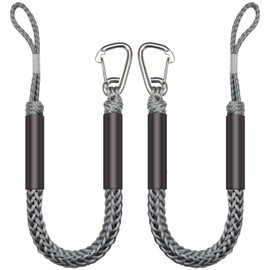 ONOSHIP 316 Stainless Clip 3 Feet Boat Bungee Dock Lines 2PCS Boat Accessories Marine Grade Quickly Mooring for Jet Ski, SeaDoo,Kayak, Pontoon Boat, Dinghy 3~4.5 Feet (Grey, 3 Feet)
