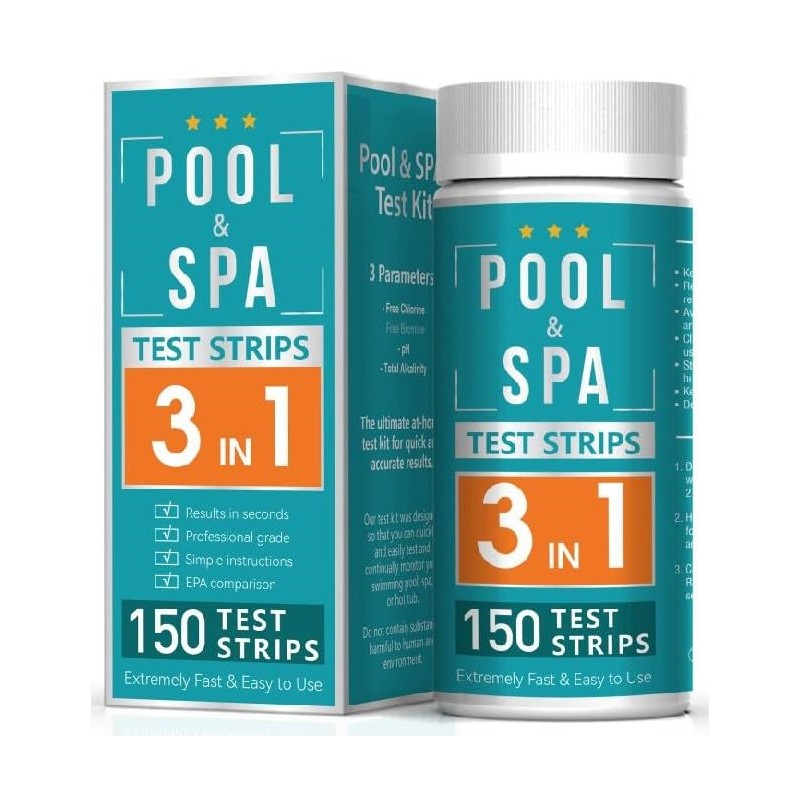 Pool and Hot Tub Test Strips 3IN1, Pack of 150,