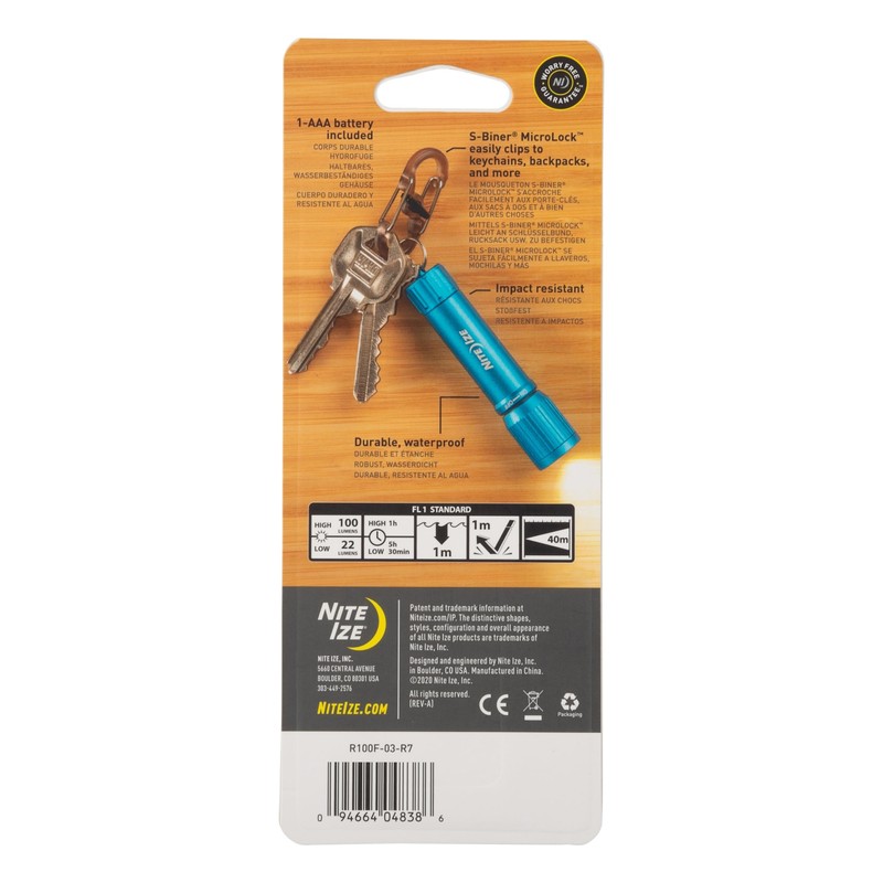Nite Ize Radiant 100 Keychain Flashlight - Waterproof Mini Keychain
