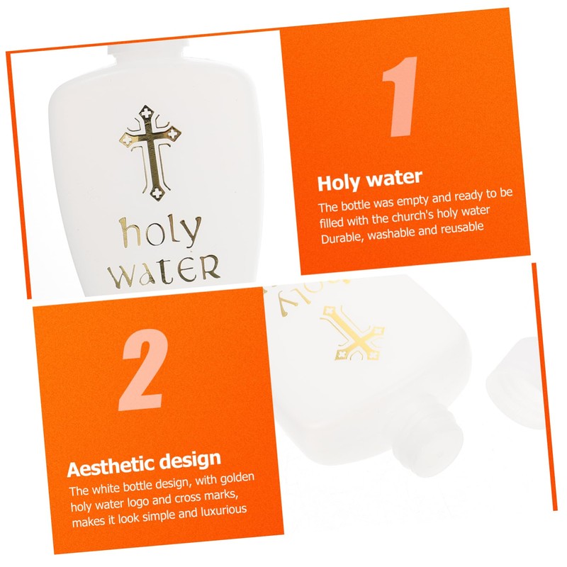 ORFOFE 6pcs Holy Water Bottles Refillable Containers Cross Design for